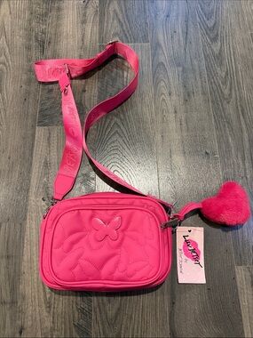 NWT Betsey Johnson Hot Pink Crossbody Bag with Butterfly